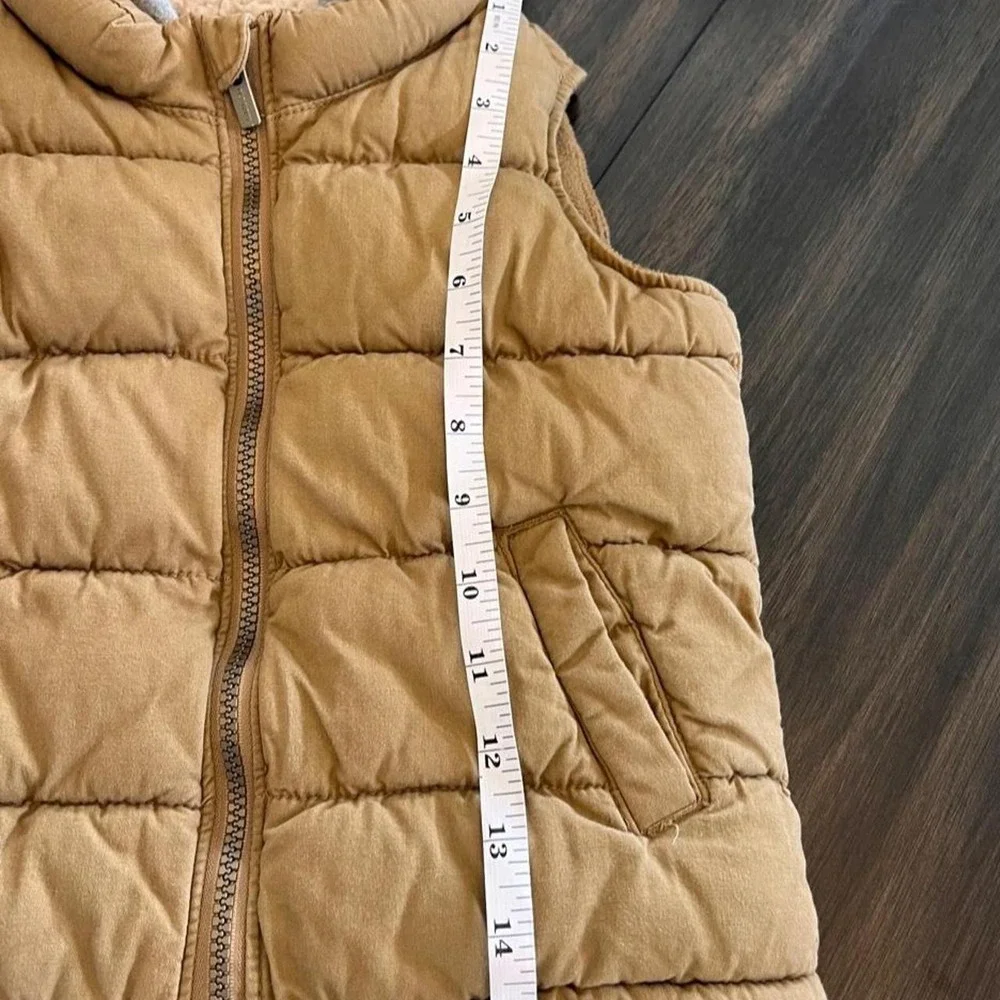 Old Navy Tan Puffer Vest Sherpa Lined Hooded Kids Size 4T